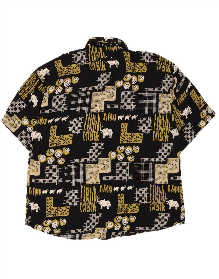 VINTAGE Mens Short Sleeve Shirt XL Black Patchwork
