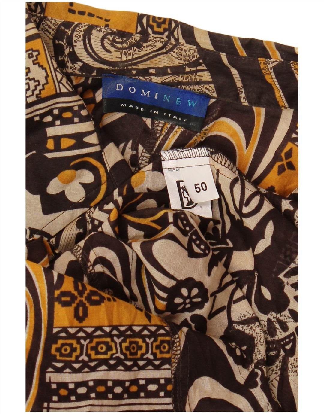 DOMINEW Damen-Hemdbluse mit 3/4-Ärmeln, IT 50 XL, braun, geblümt, Baumwolle