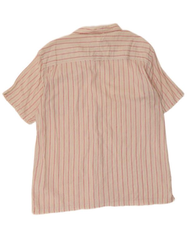 Mountain Warehouse Mens Short Sleeve Shirt XL Off White Striped Cotton