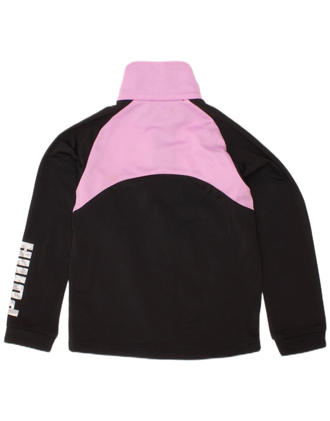 PUMA Mädchen-Trainingsanzug-Top-Jacke, 5–6 Jahre, schwarzes Farbblock-Polyester