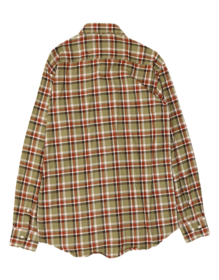 VINTAGE Herren Flanellhemd Größe 39 Medium Khaki Check