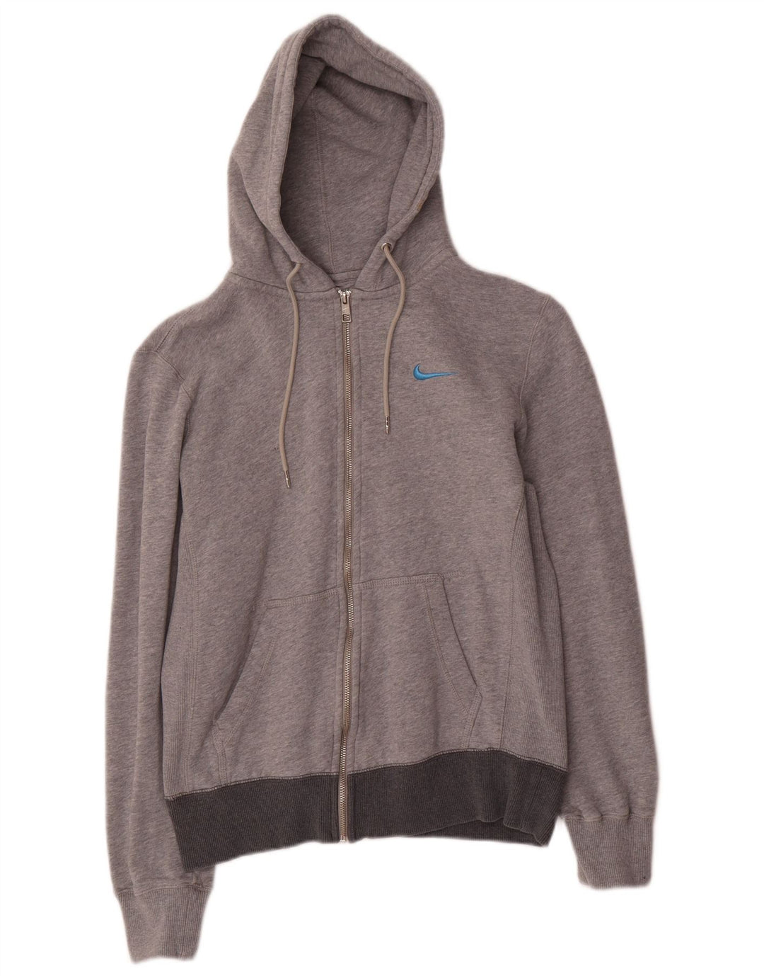 Nike Damen Zip Hoodie Pullover UK 14 Mittelgraue Baumwolle
