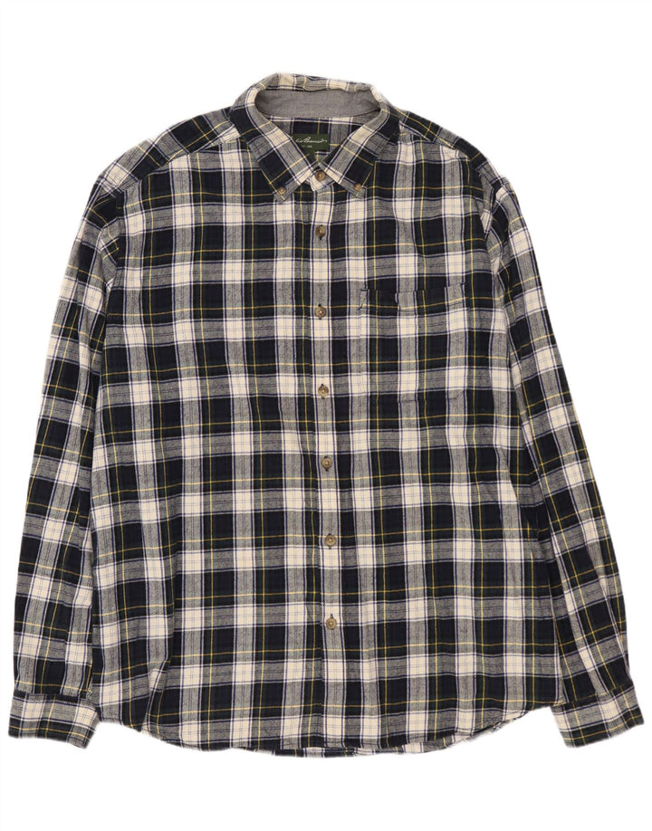 EDDIE BAUER Herren Flanellhemd 2XL Marineblau kariert Baumwolle