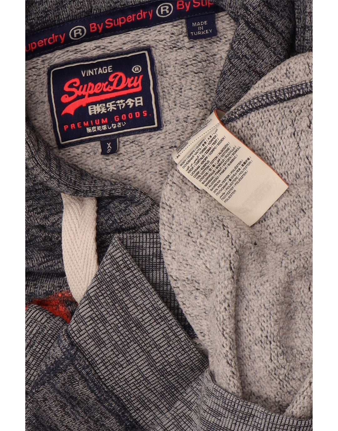 SUPERDRY Damen-Pullover mit übergroßem grafischem Kapuzenpullover, Gr. 6, XS, Grau meliert