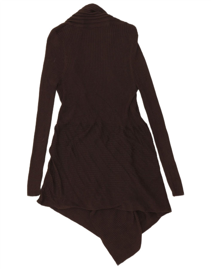 MARKS & SPENCER Damen Longline Open Cardigan Pullover UK 12 Mittelbraun