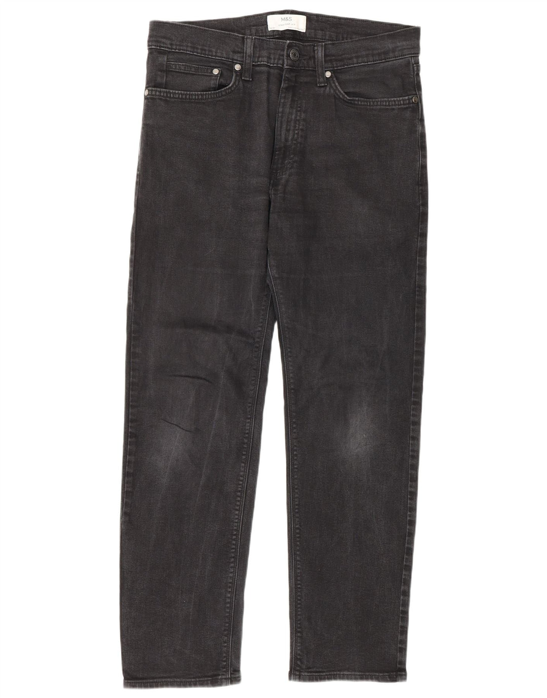 Marks & Spencer Herren Straight Jeans W32 L31 Graue Baumwolle
