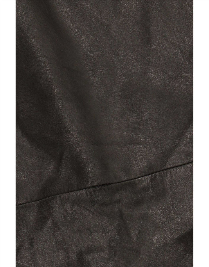 Vintage Damen Ledermantel UK 16 Large Schwarz