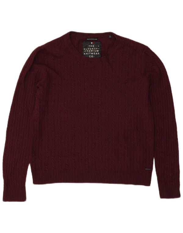 Superdry Damen-Pullover, reguläre Passform, U-Boot-Ausschnitt, UK 18, XL, Burgunderrot, Wolle