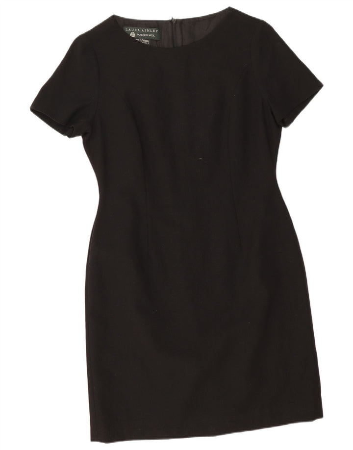 Laura Ashley Damen Etuikleid UK 12 Medium Schwarz Schurwolle