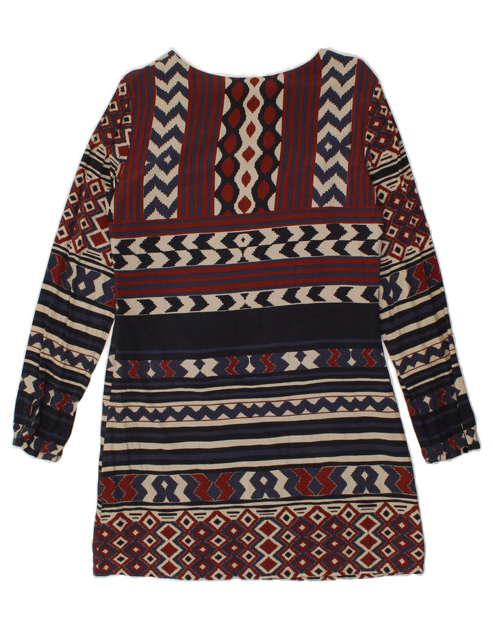 DESIGUAL Womens Long Sleeve Shift Dress EU 40 Medium Navy Blue Fair Isle Vintage Desigual and Second-Hand Desigual from Messina Hembry 