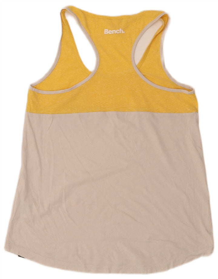 Bench Damen-Trägershirt UK 12 Mittelgelbe Colourblock-Baumwolle