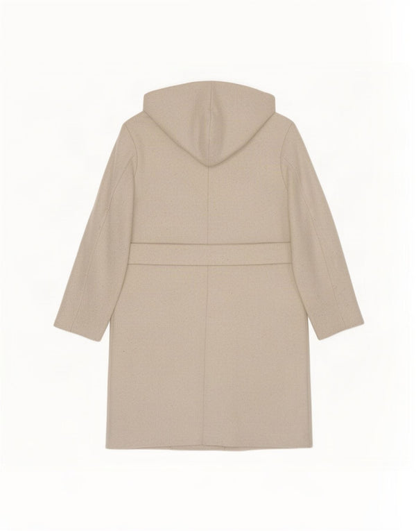 Übergroßer zweireihiger Mantel mit Kapuze von Zara für Damen, UK 10, Größe S, Beige