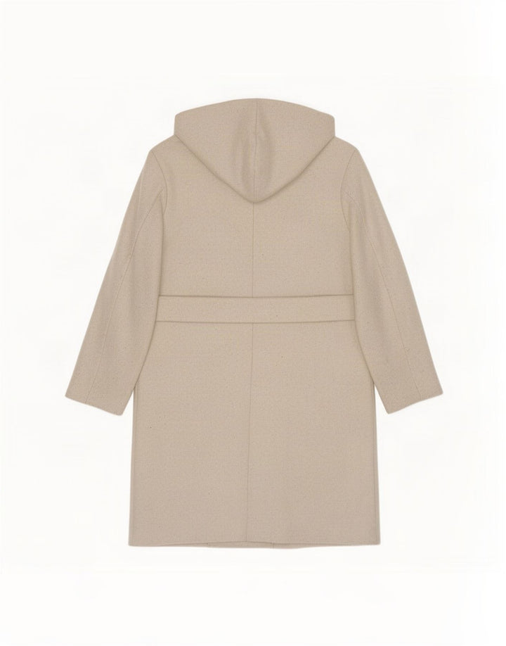 Übergroßer zweireihiger Mantel mit Kapuze von Zara für Damen, UK 10, Größe S, Beige
