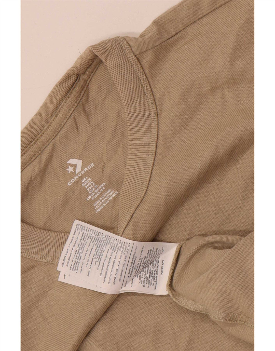 Converse Herren-T-Shirt mit Grafik, groß, beige Baumwolle
