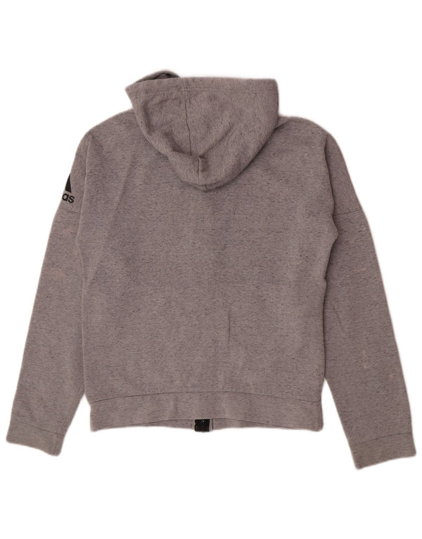 Adidas Damen Graphic Zip Hoodie Pullover UK 10 Small Graue Baumwolle