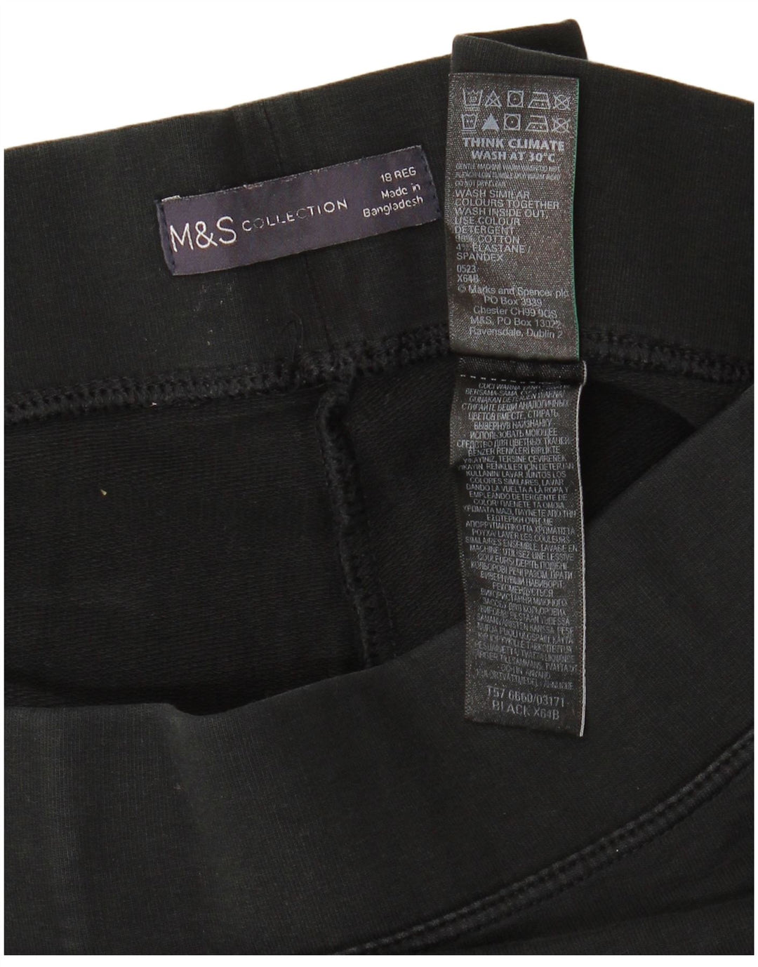 MARKS & SPENCER Damen Leggings UK 18 XL Schwarz Baumwolle