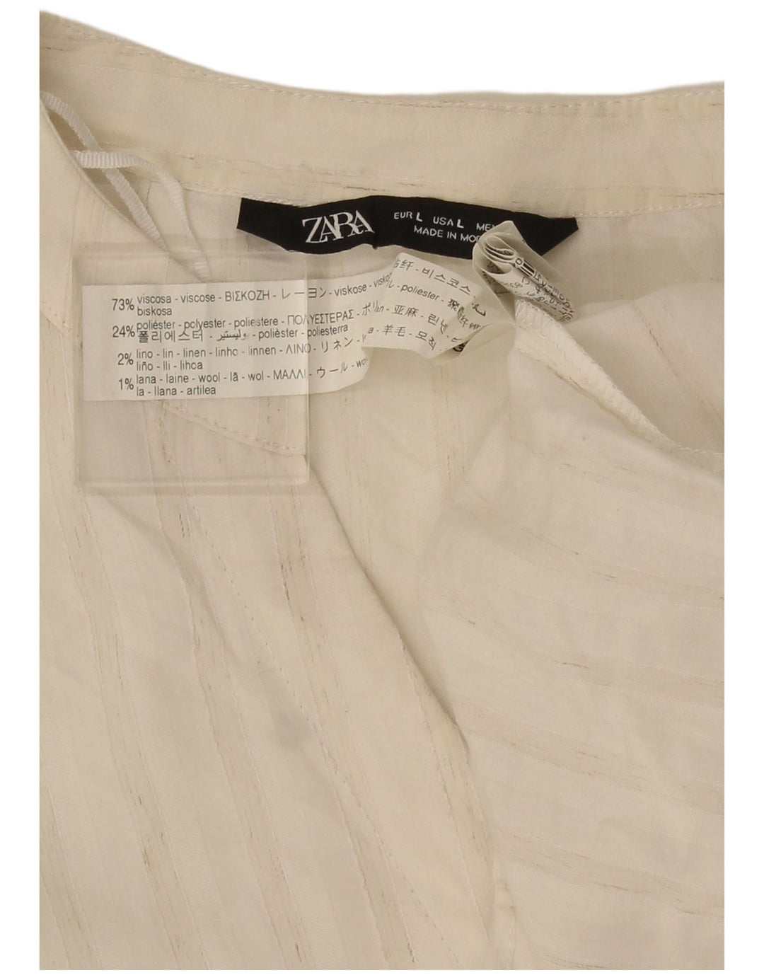Zara Damen-Blusenoberteil mit 3/4-Ärmeln, übergroß, Gr. 40, Größe L, weiß gestreift