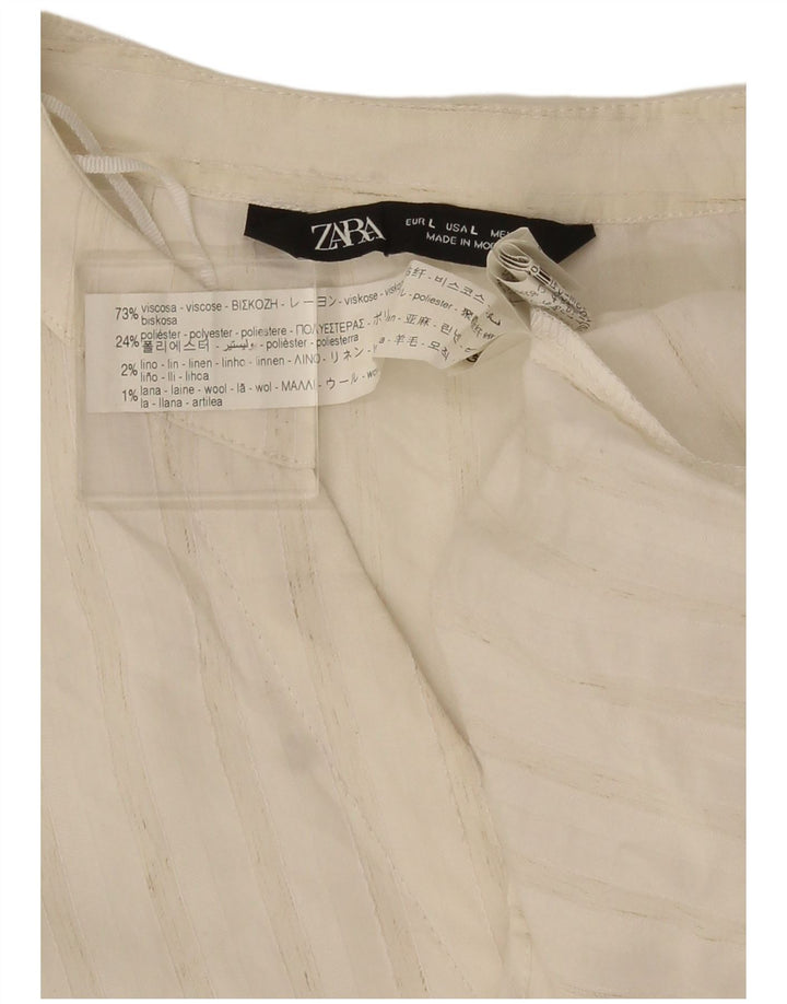 Zara Damen-Blusenoberteil mit 3/4-Ärmeln, übergroß, Gr. 40, Größe L, weiß gestreift