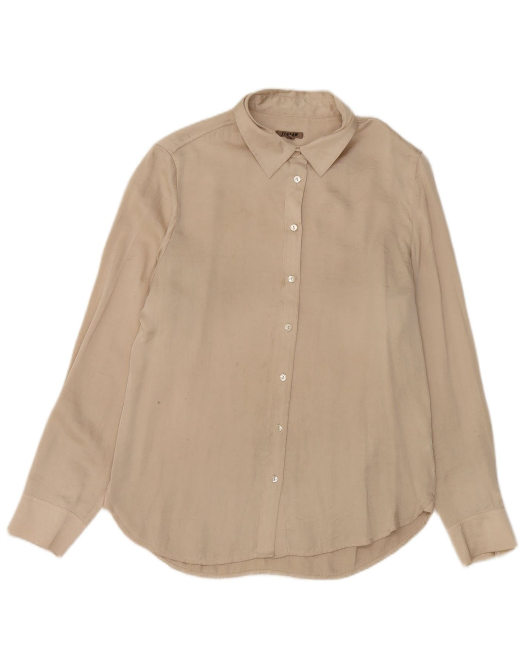 Jigsaw Womens Shirt UK 12 Medium Beige Polyester