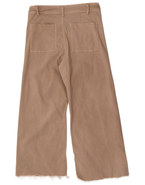 Zara Damen The Marine Freizeithose mit weitem Bein EU 44 Large W34 L28 Beige