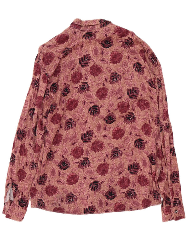 Vintage Herrenhemd Größe 39/40 Medium Burgundy Floral Cotton