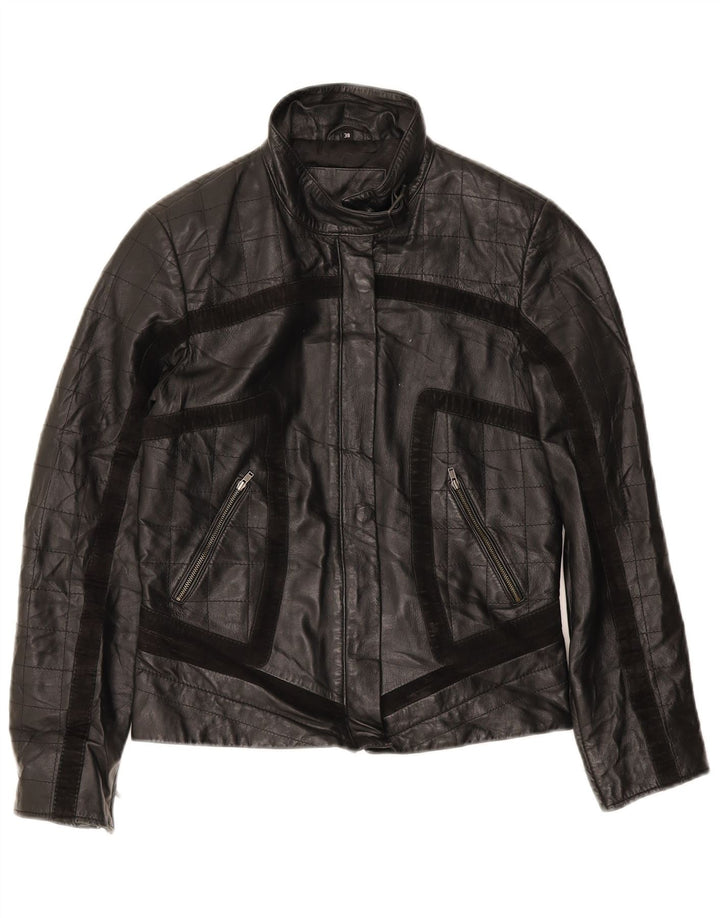 VINTAGE Womens Bomber Jacket EU 38 Medium Black