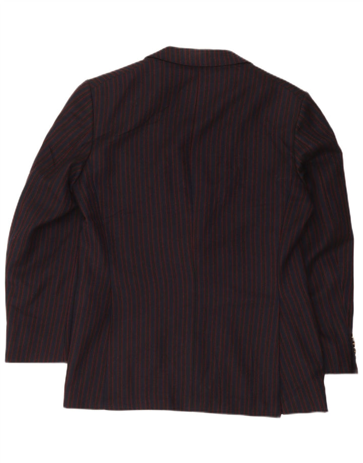 Vintage Herren 2-Knopf-Blazerjacke UK 38 Mittelmarineblau gestreifte Wolle