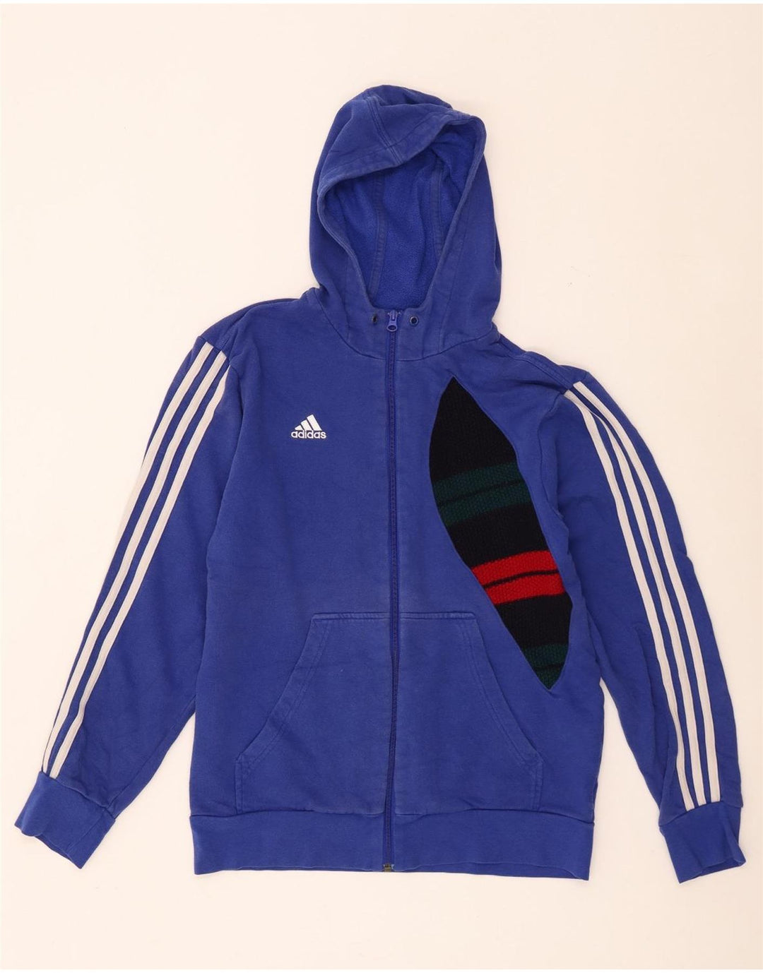Adidas Herren-Kapuzenpullover mit Reißverschluss, mittelblau, Colourblock-Baumwolle
