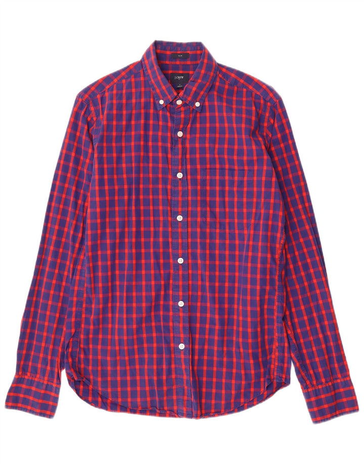 J. Crew Herren-Slim-Hemd, klein, blau kariert, Baumwolle