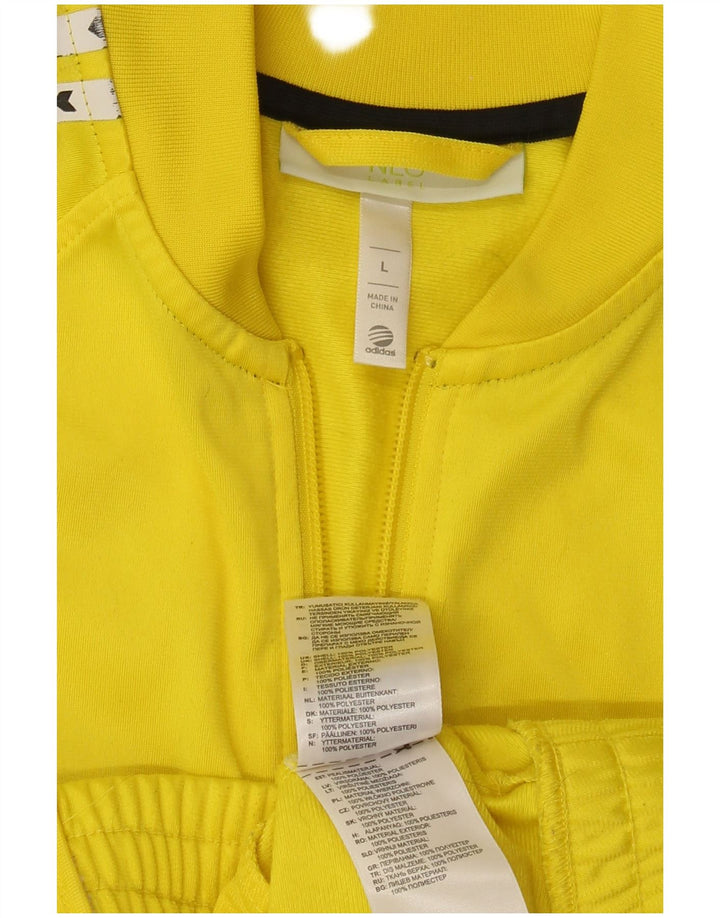 ADIDAS Damen-Trainingsanzug-Top-Jacke, UK 16, großes gelbes Polyester