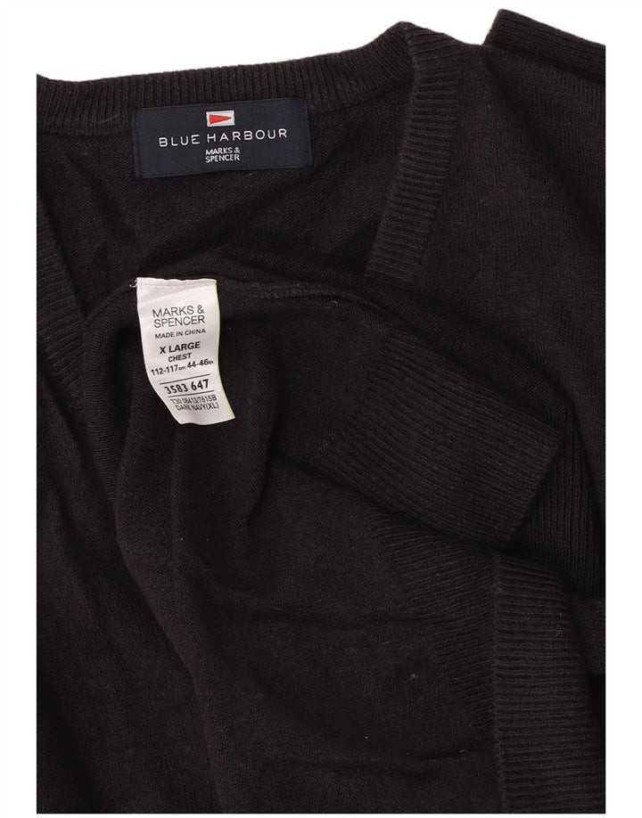 Marks & Spencer Herren Blue Harbor V-Ausschnitt Pullover Pullover XL Marineblau