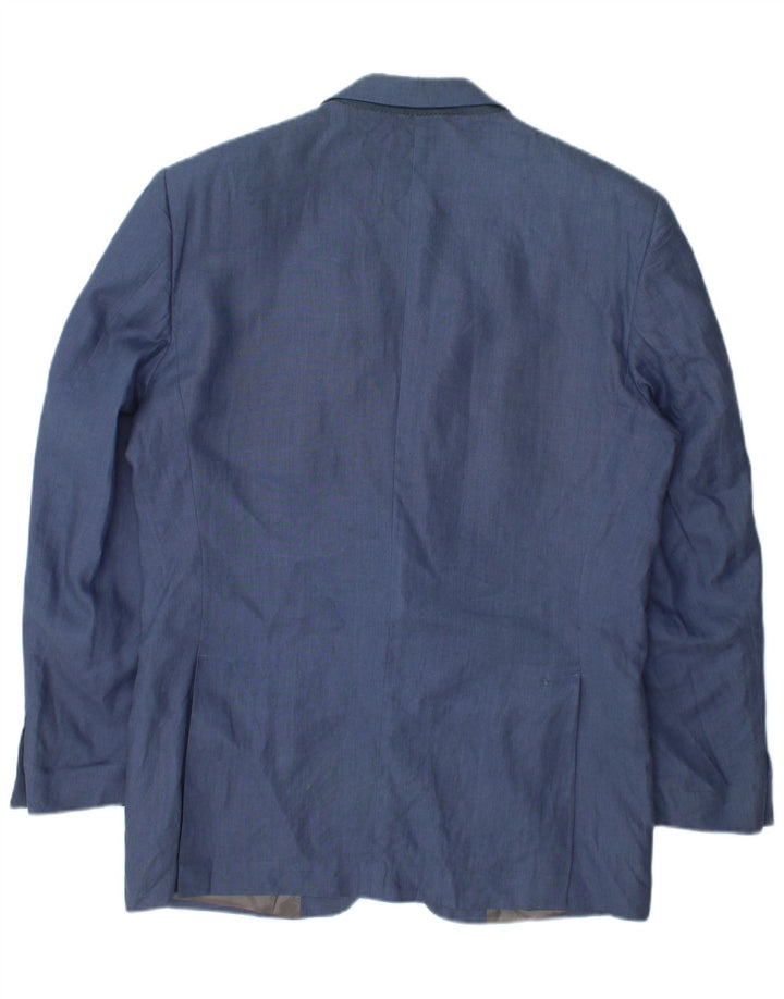 Vintage Herren 2 Knopf Blazer Jacke IT 50 Großes blaues Leinen