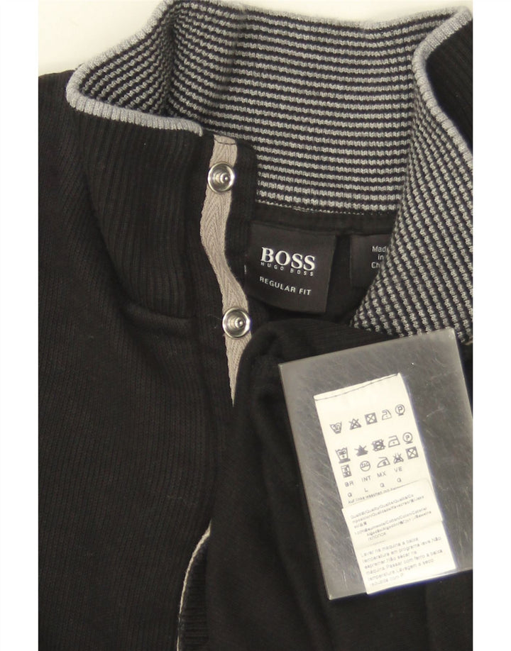 Hugo Boss Herren-Pullover mit normaler Passform und Reißverschluss, groß, schwarz gestreift