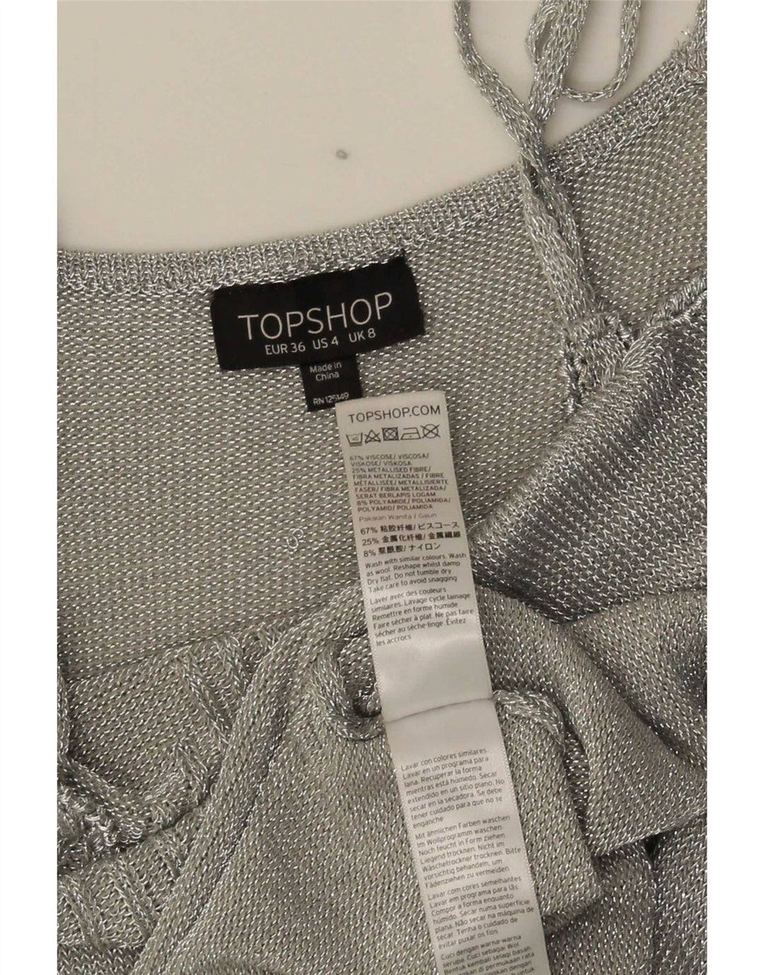 Topshop Damen Slip Dress UK 8 Small Silber Viskose