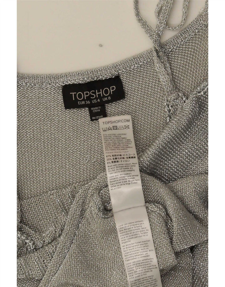 Topshop Damen Slip Dress UK 8 Small Silber Viskose