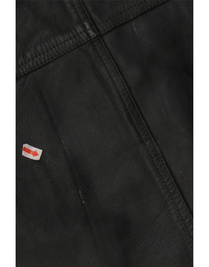 VINTAGE Herren Lederweste IT 56 2XL Khaki Leder