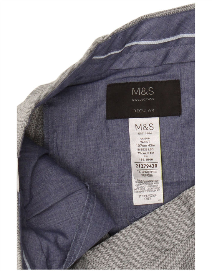 Marks & Spencer Herren-Anzughose, normal, W42, L31, grau, Polyester