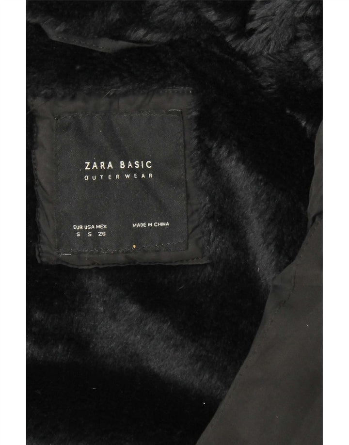 Zara Damen-Kapuzenjacke, wattiert, Gr. 10, Größe S, Schwarz, Polyester
