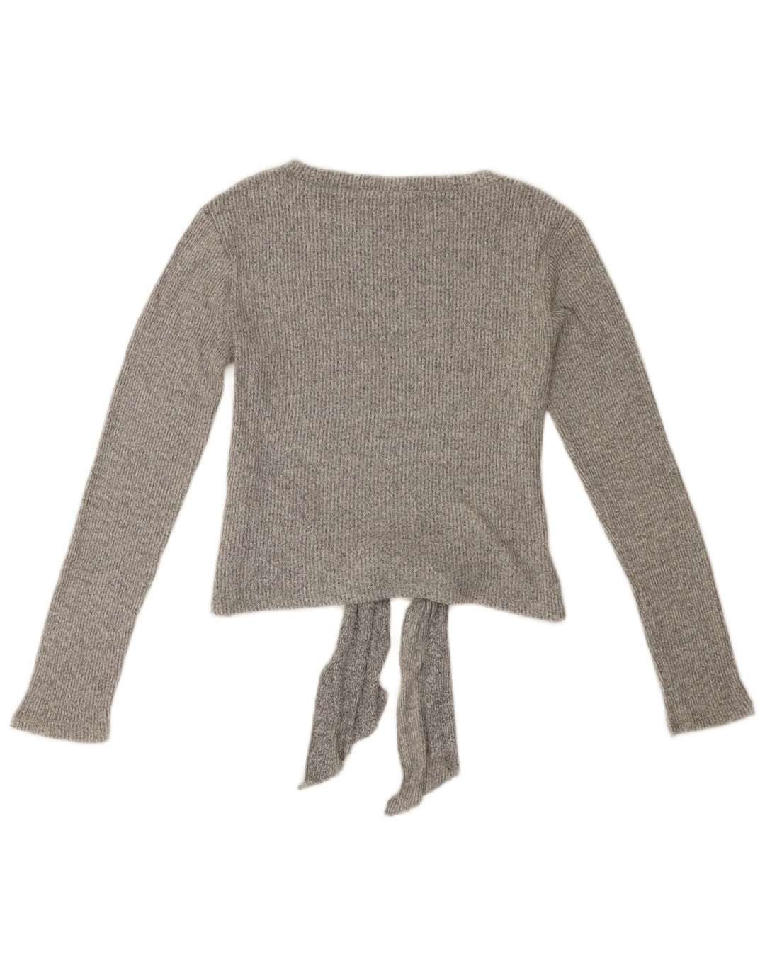 ZARA Damen Crop U-Boot-Ausschnitt-Pullover, Gr. 44, Größe L, graue Viskose