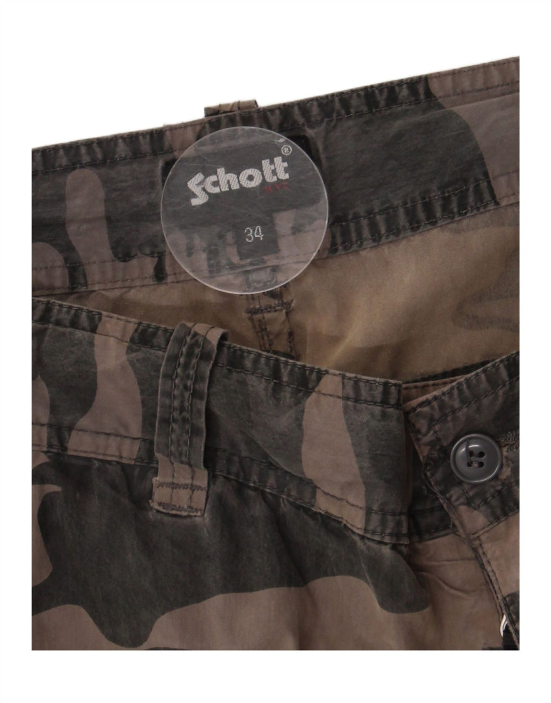 Schott Herren Cargoshorts W34 Large Braun Camouflage