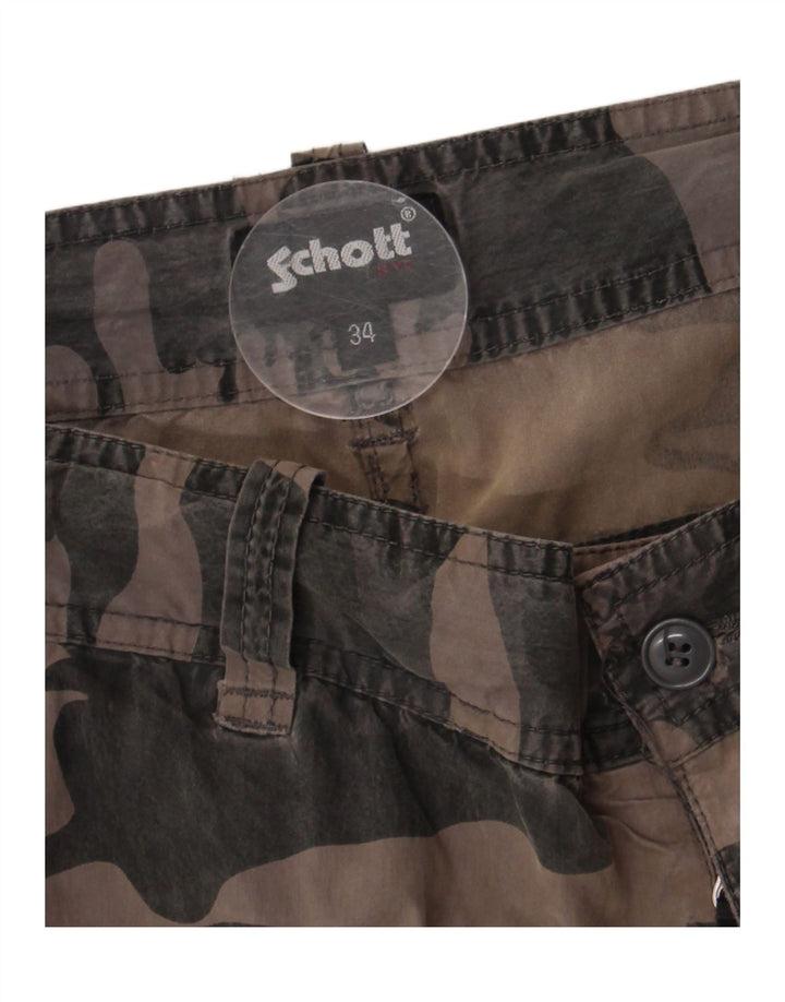 Schott Herren Cargoshorts W34 Large Braun Camouflage