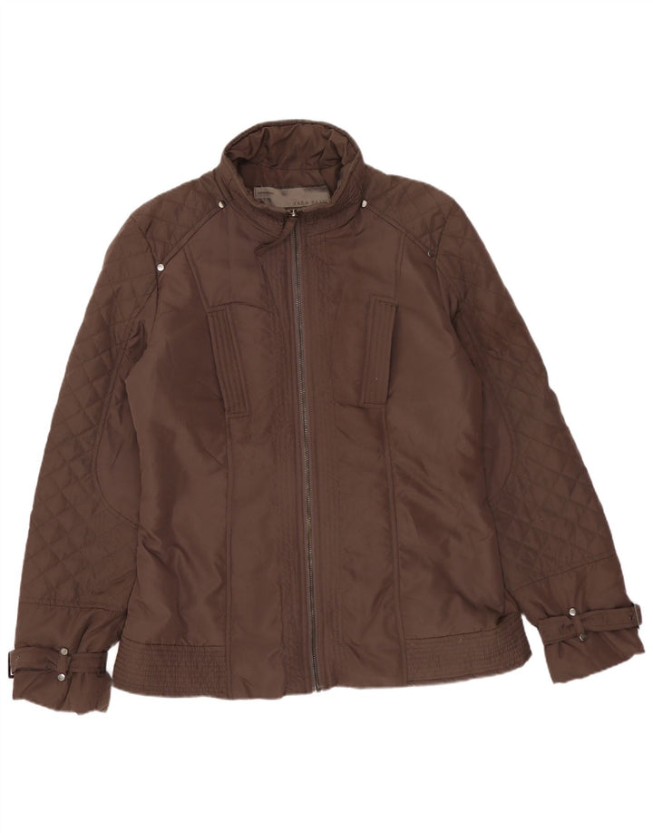 Zara Damen Steppjacke UK 16 Large Braun Polyester