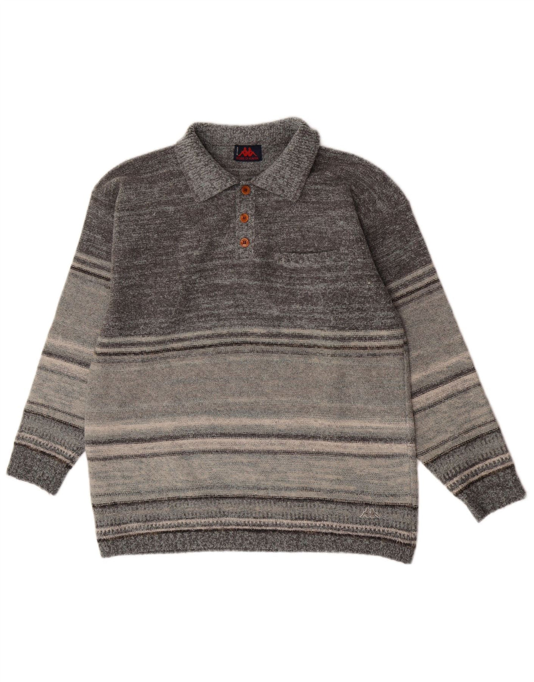 Kappa Herren-Pullover mit Rollkragen, XL, grau gestreift, Wolle