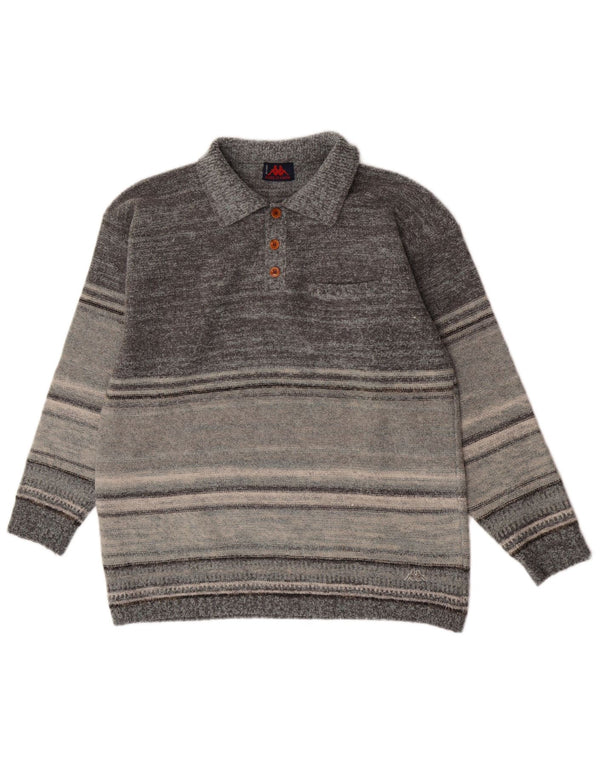 Kappa Herren-Pullover mit Rollkragen, XL, grau gestreift, Wolle