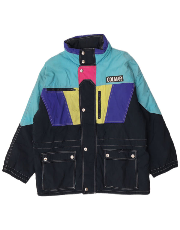 Colmar Damen-Skijacke mit Kapuze, lockere Passform, Größe 42, groß, blau, Farbblock