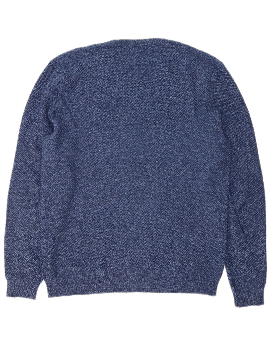 Massimo Dutti Herren-Pullover mit Rundhalsausschnitt, mittelmarineblaue Baumwolle