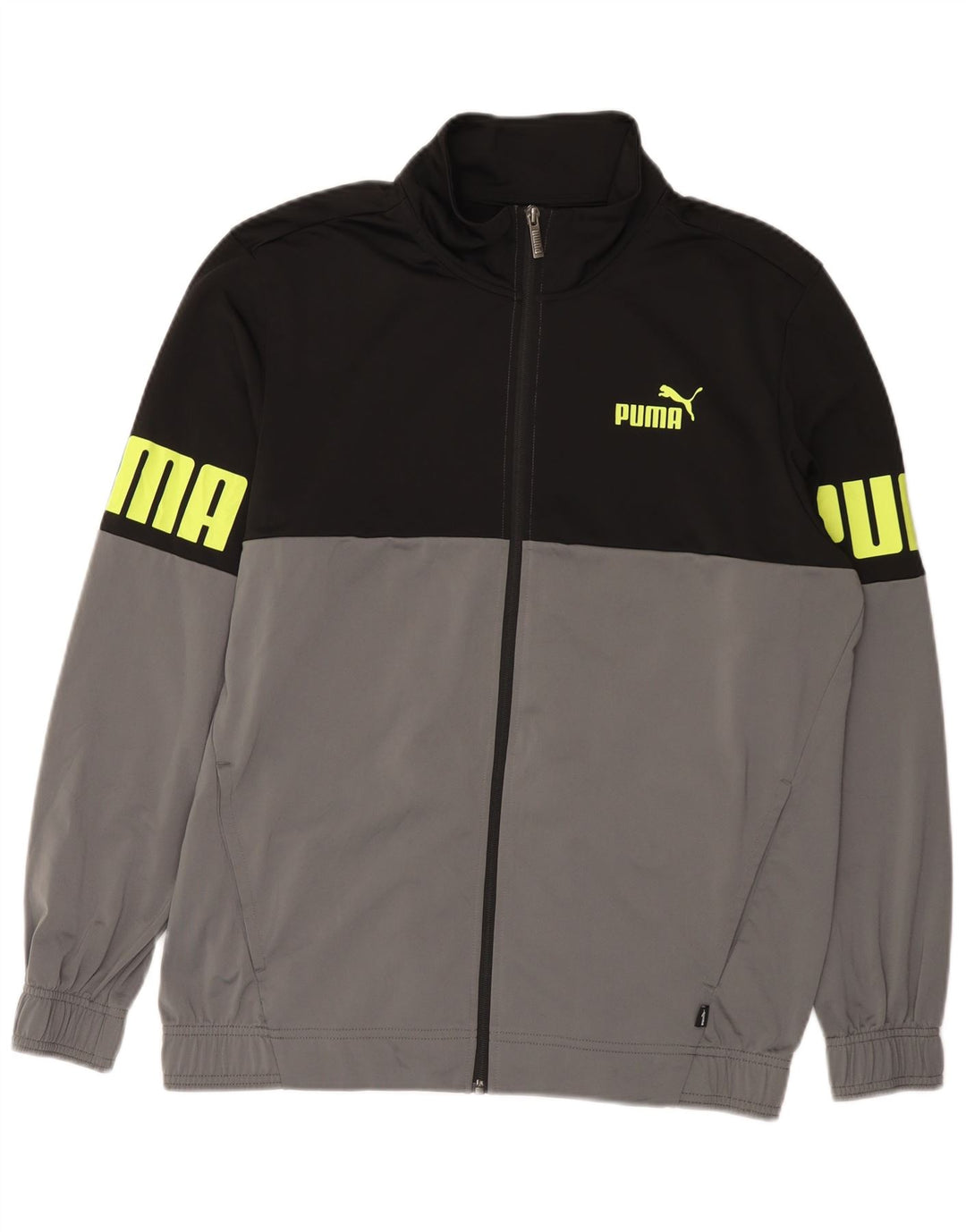 PUMA Herren-Trainingsanzug mit Grafik, groß, schwarzes Farbblock-Polyester