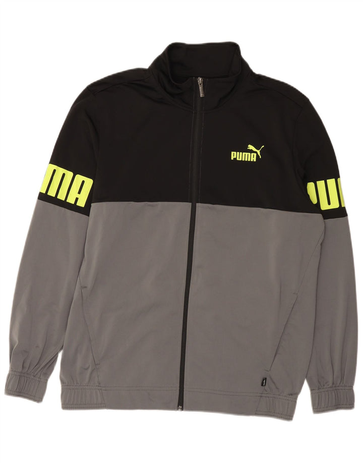 PUMA Herren-Trainingsanzug mit Grafik, groß, schwarzes Farbblock-Polyester