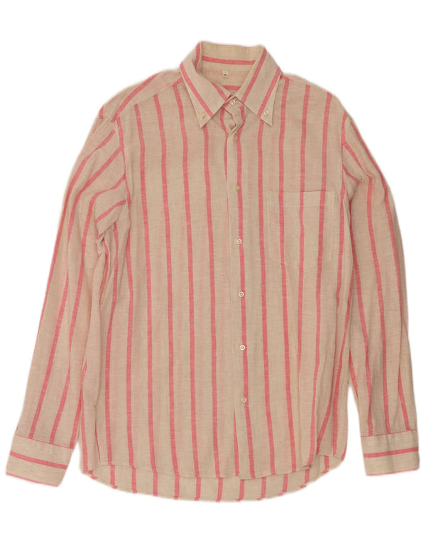 Vintage Herrenhemd Medium Off White Nadelstreifen