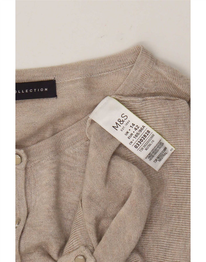 Marks & Spencer Damen-Cardigan-Pullover UK 14 Mittelbeige gefleckte Viskose